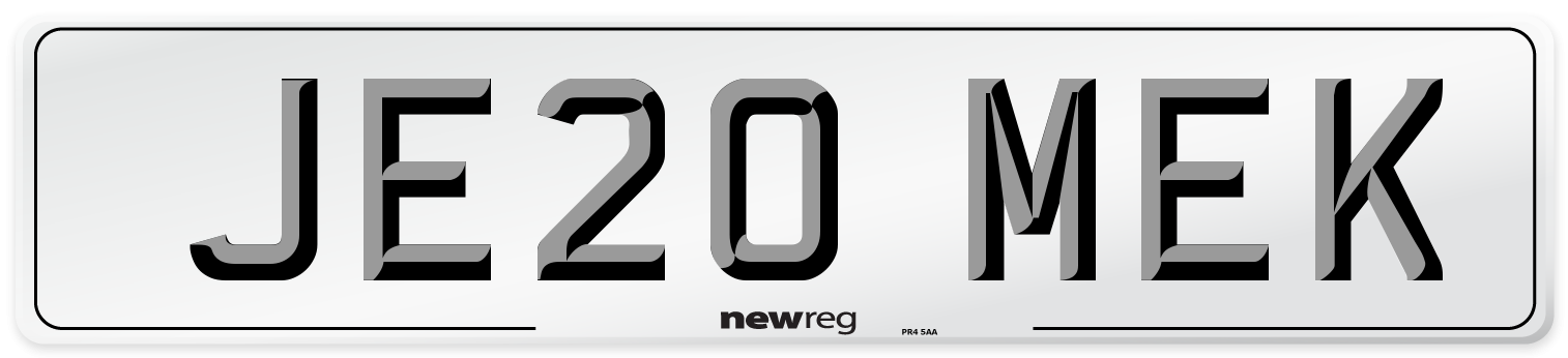 JE20 MEK Number Plate from New Reg